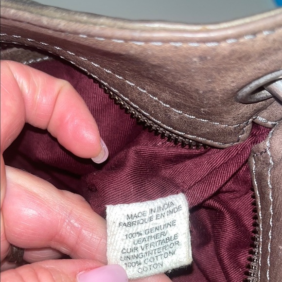 Rock Paper Scissors leather larger cross body bag dark gray/ silver tone preowne - Picture 8 of 16